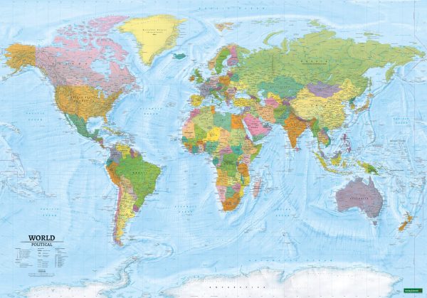 Wall map (in English) - Political world & Physical world - 1 20M (138 x 96 cm) | Freytag & Berndt Hot on Sale