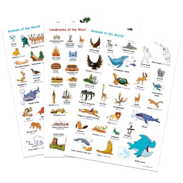 Poster for children (in English) - The Illustrated World, in color, with stickers (85 x 60 cm) | International Maps For Discount - Image 2