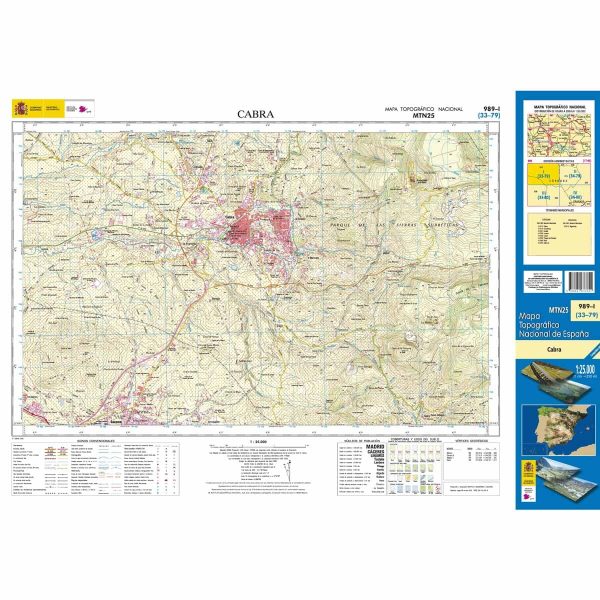 Topographic map of Spain n° 0989.1 - Cabra | CNIG - 1:25,000 Hot on Sale - Image 2