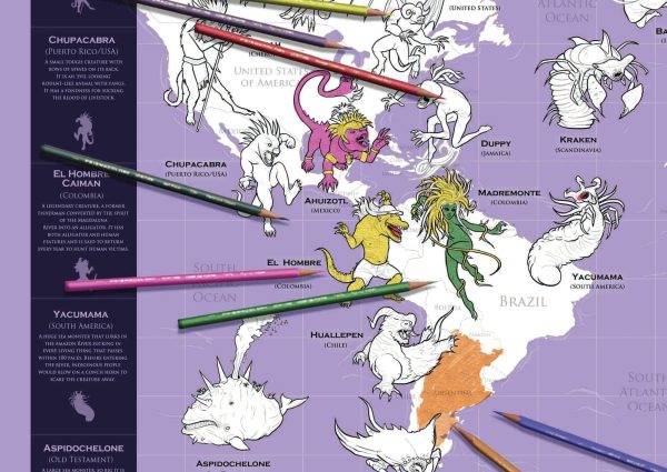 Coloring map for children (in English) - Mythical Monsters of the World (84 x 60 cm) | International Maps on Sale - Image 2