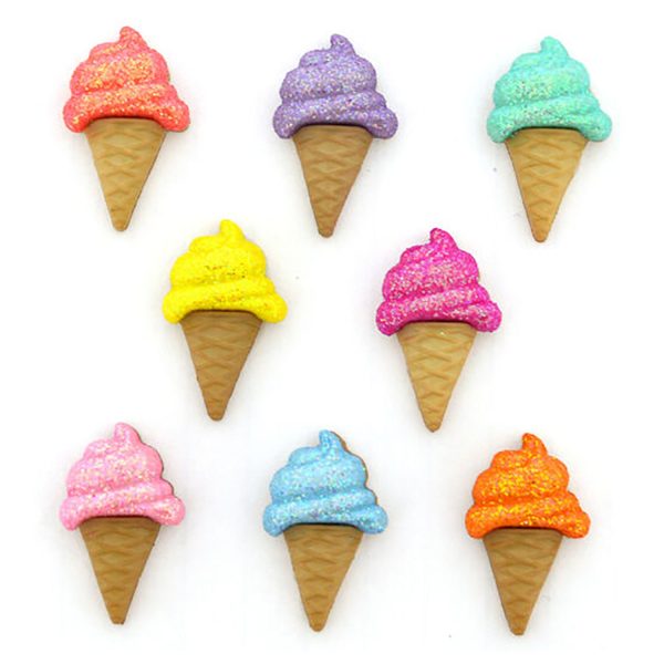 Glitter Ice Cream Cones Buttons 4816 For Sale